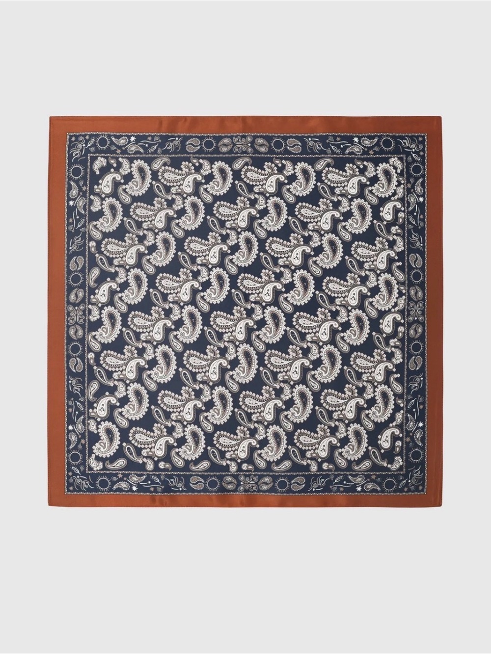 Classic Paisley Pocket Square - Navy and Rust